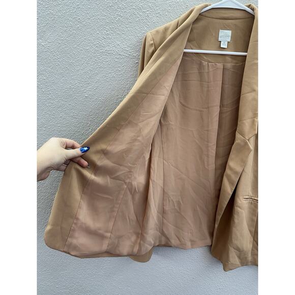 LC Lauren Conrad Womens Blazer Size 12 Brown Long Sleeve Open Front Collared - Picture 5 of 14